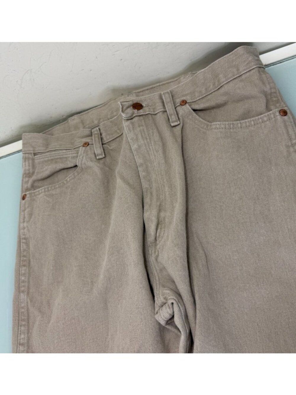Wrangler Cowboy Cut Jeans Mens 35X36 Actual 33X36 Beige Regular Fit 1013MWZTN - Picture 11 of 11